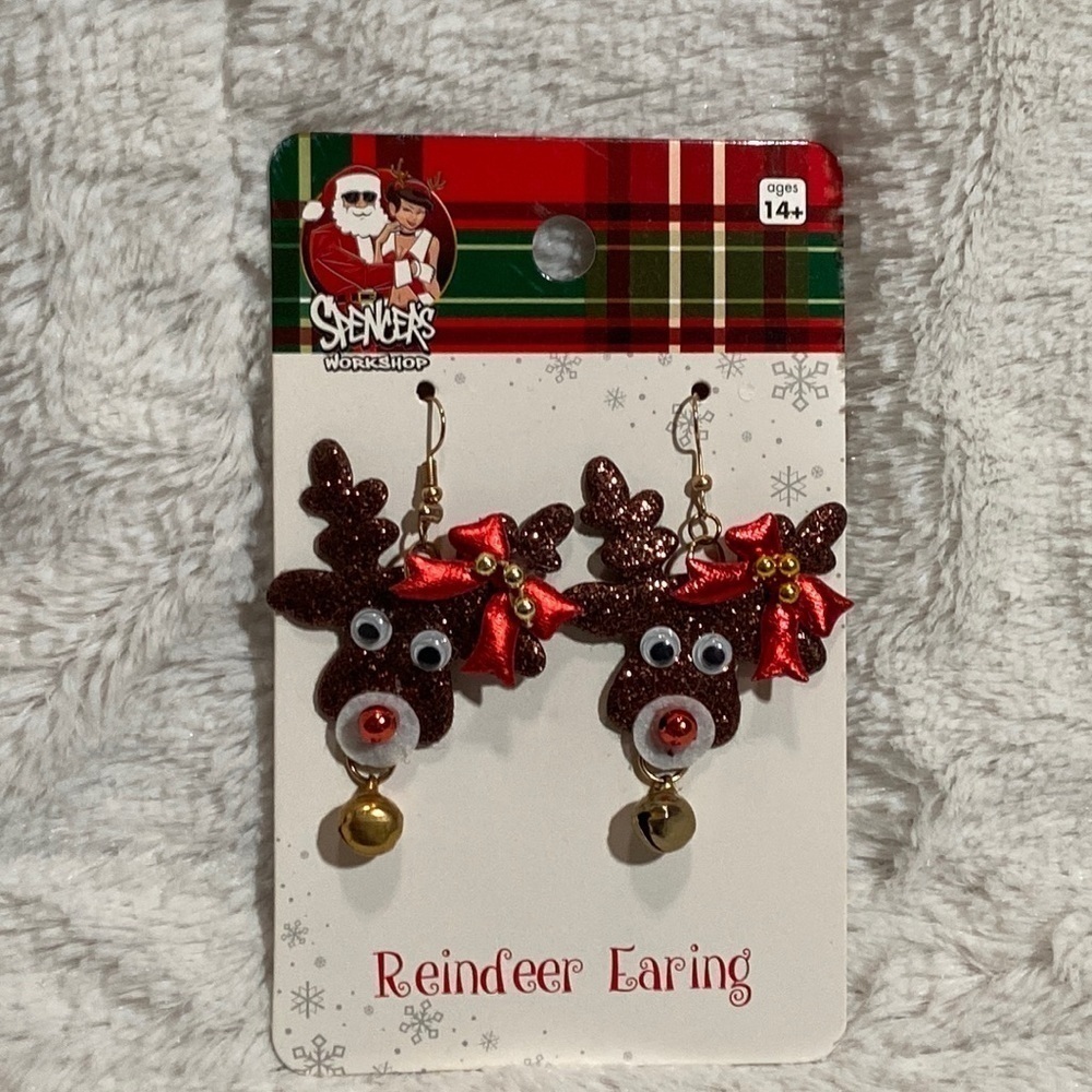 NEW Spencer’s Reindeer Jingle Bell Christmas Earrings